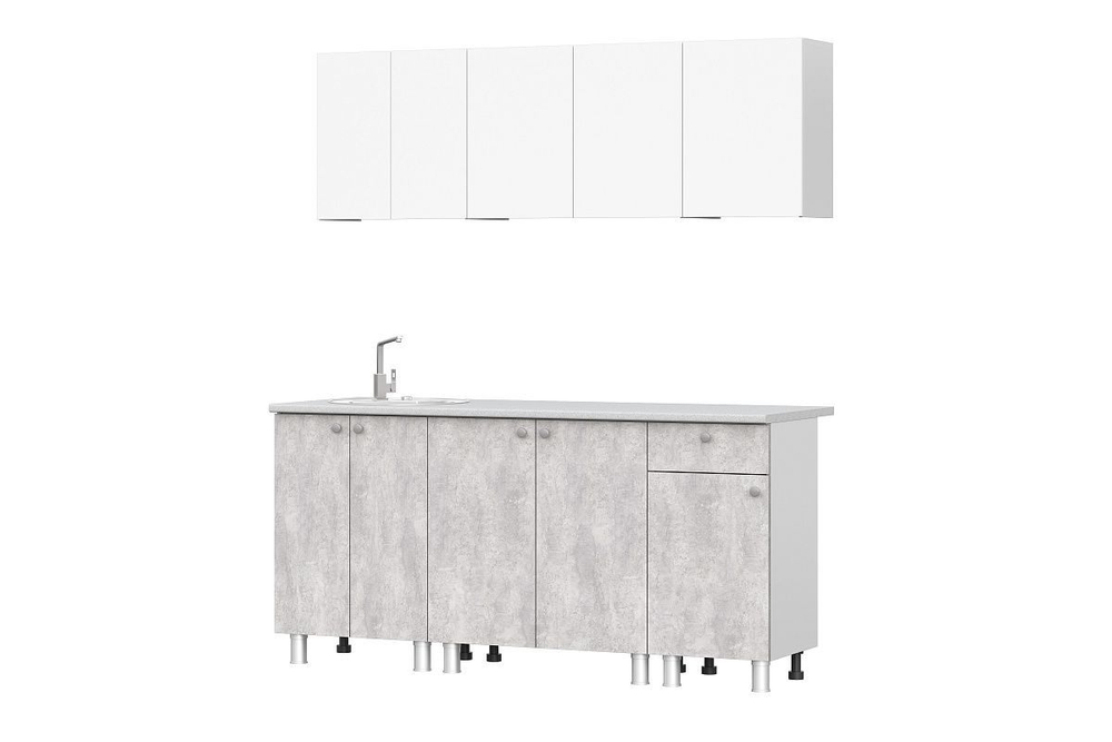 Кухонный гарнитур КГ-1(1600) (Белый/Цемент светлый, Антарес)