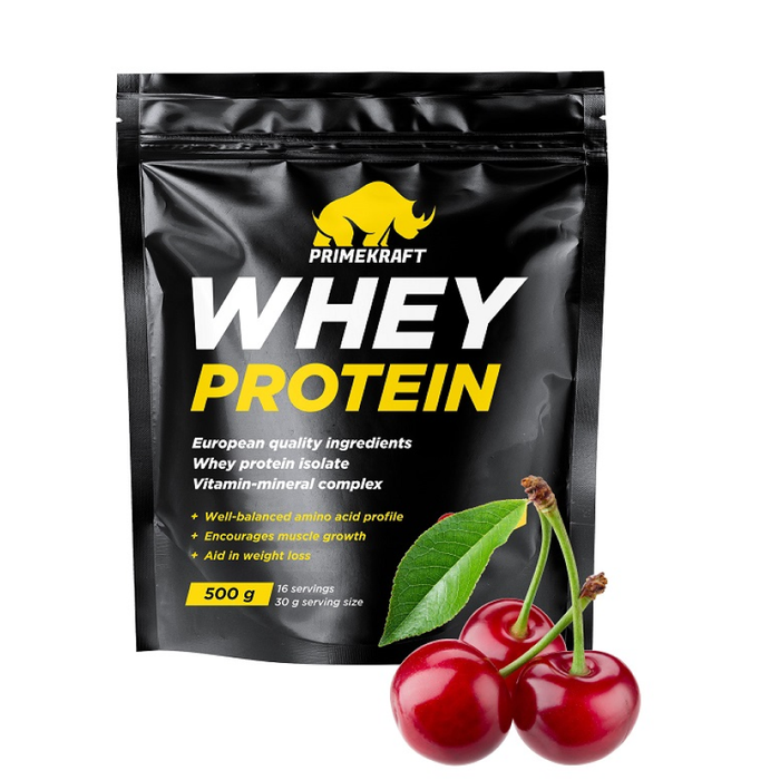 Сывороточный протеин &quot;Дикая вишня&quot;, Whey Protein Wild Cherry, Prime Kraft, 500 г