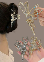 Заколка-краб "Фея" инкрустированная стразами. Цвет: серебро