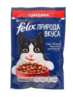 Влажный корм Felix Природа вкуса для кошек, говядина, 75 г