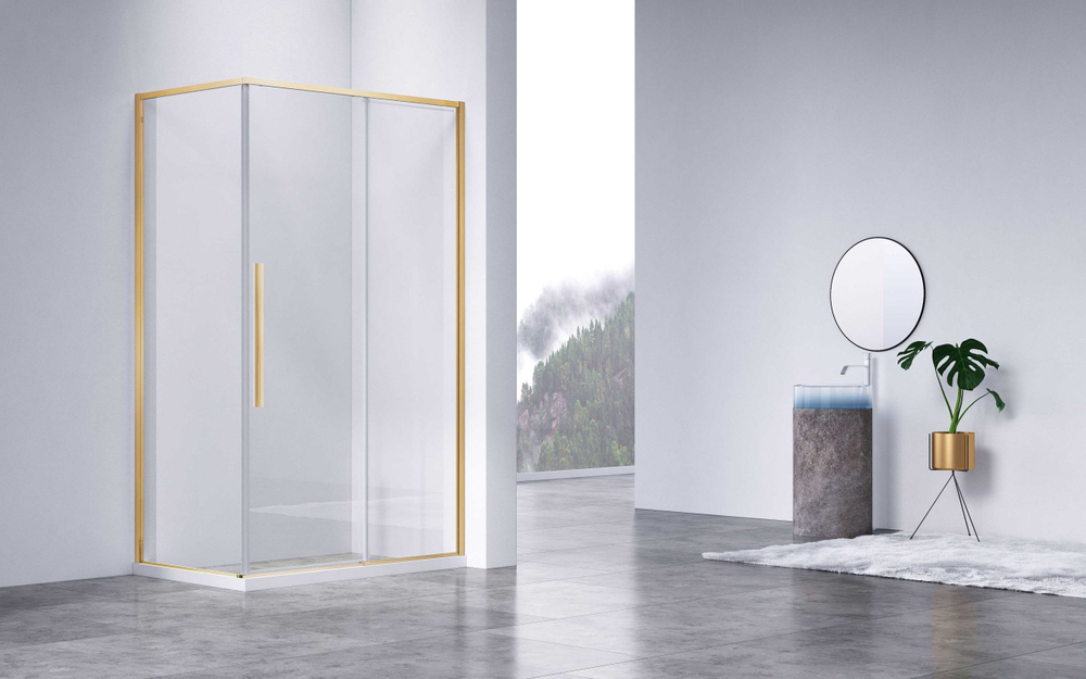 Душевой уголок Slim-N VSR-4SN8013CLG, 1300*800, брашированное золото, стекло прозрачное