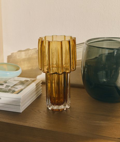 Оранжевая стеклянная ваза Cristila, 30 см