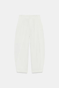 ZARA БРЮКИ PAPERBAG GLOBO, ЭКРЮ