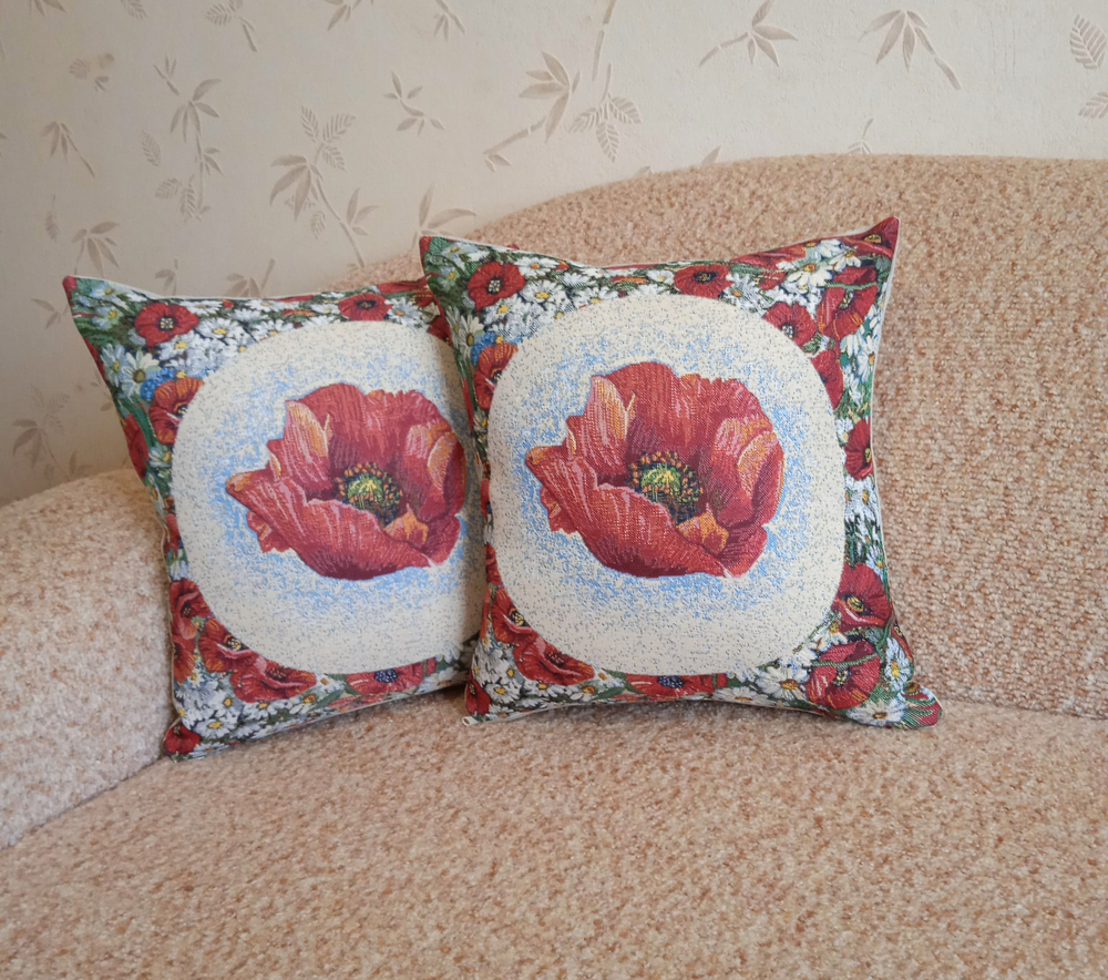 Декоративный гобеленовый чехол для интерьерной подушки Раздолье 38*38