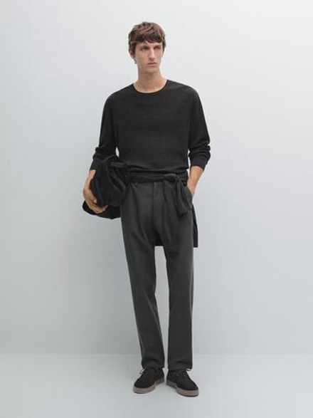 Massimo Dutti Облегающие текстурированные брюки, серый