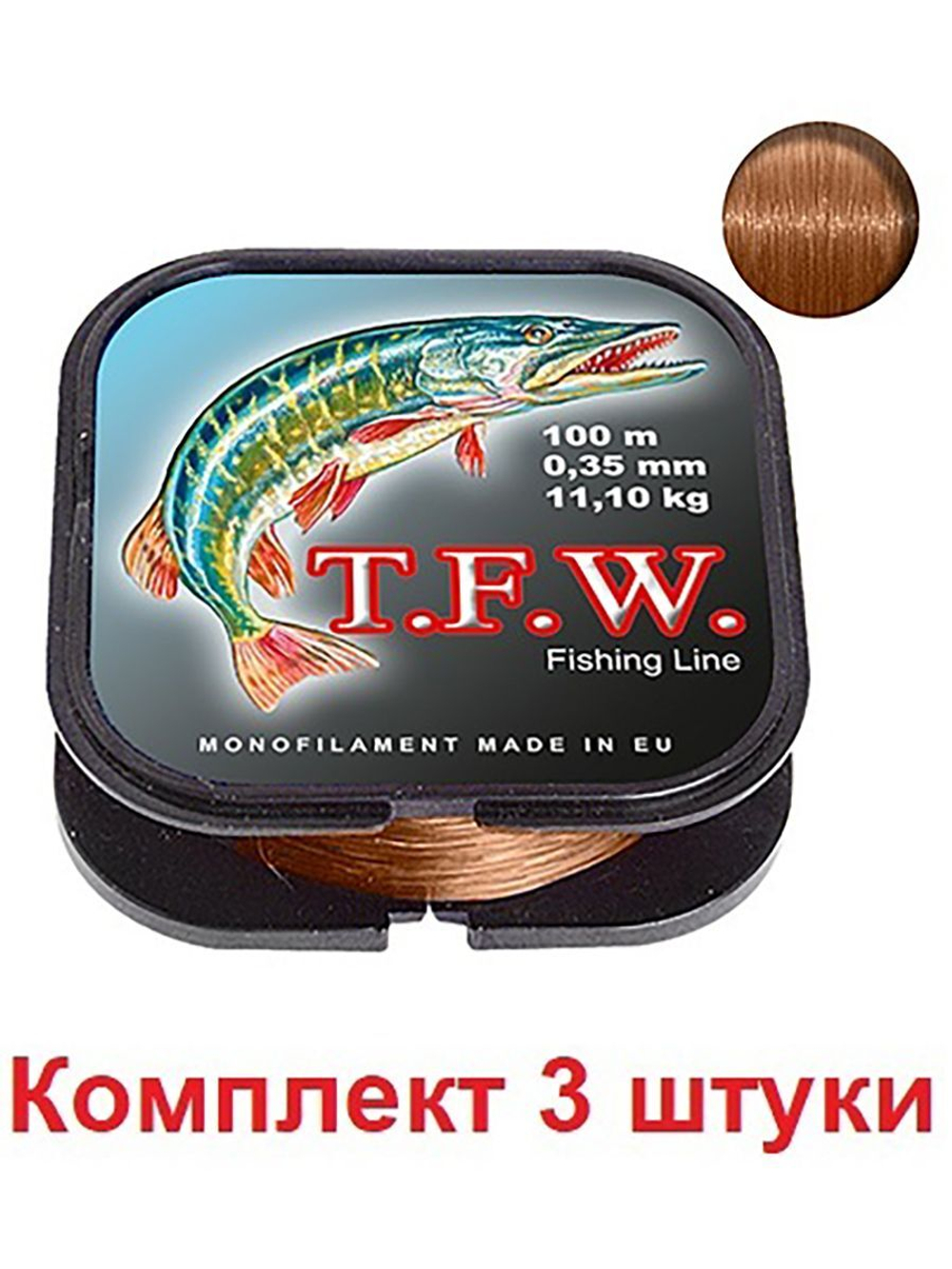 леска рыболовная T.F.W. 0,40mm 100m, 3 штуки