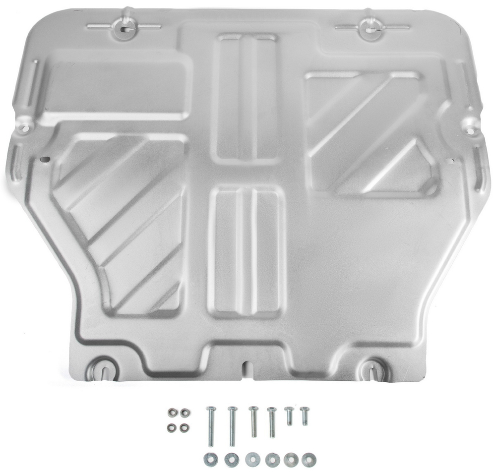 Защита картера и КПП Rival для Volkswagen Caravelle T5, T6 (V - все) 2003-2019/Volkswagen Caravelle T6 рестайлинг (V - 2.0TDI (110 л.с.)) 2020-н.в./Volkswagen Multivan T5, T6 (V - все) 2003-2019/Volkswagen Multivan T6 рестайлинг (V - 2.0TDI (110 л.с.)) 2020-н.в./Volkswagen Transporter T5, T6 (V - все) 2003-2019/Volkswagen Transporter T6 рестайлинг (V - 2.0TDI (110 л.с.)) 2020-н.в., штампованная, алюминий 3 мм, с крепежом, 333.5806.2