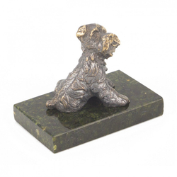 Статуэтка с фигуркой собаки "Ризеншнауцер" бронза змеевик G 118765
