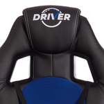 Кресло DRIVER (22) кож/зам/ткань, черный/синий, 36-6/TW-10