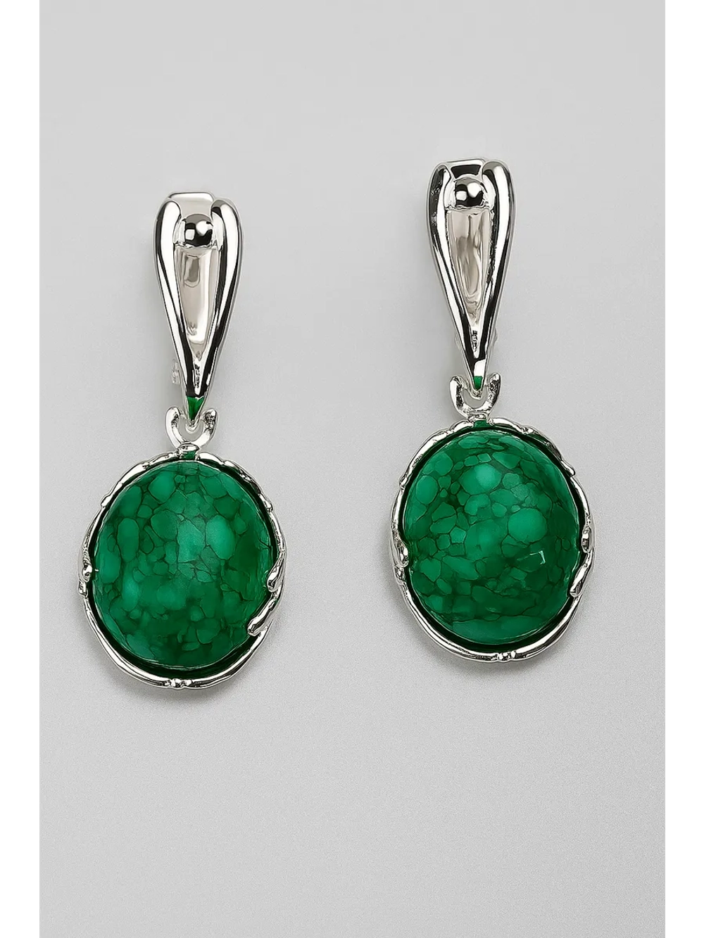 Серьги бижутерные "Малахитовая шкатулка"