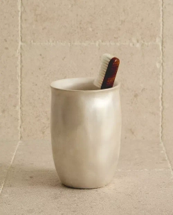 ZARA HOME ДЕРЖАТЕЛЬ ДЛЯ ЗУБНЫХ ЩЕТОК ИЗ КЕРАМИКИ С БЛЕСТЯЩЕЙ ОТДЕЛКОЙ, СЕРЕБРЯНЫЙ