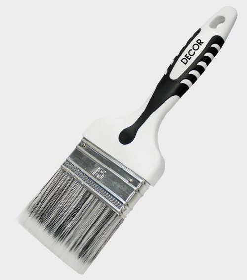 Кисть плоская  Black White   PREMIUM 120*15*56  универ.,серебр.светлый ворс, 2К ручка/860-120