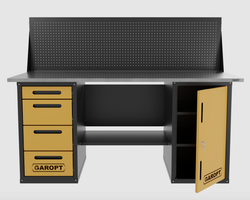 Верстак двухтумбовый дверь/4 ящиков с экраном, желтый 1800*700 Garopt, GT1800DY4PP.yell