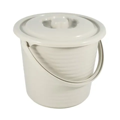 Ведро пищевое с крышкой рифленое RUNIS 5 л пластик, серо-бежевый