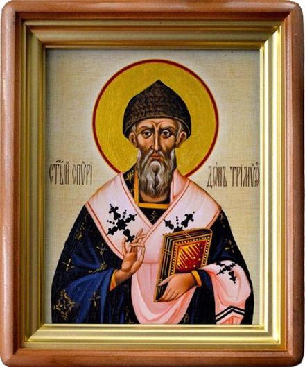Спиридон Тримифунтский. Рукописная икона холсте.