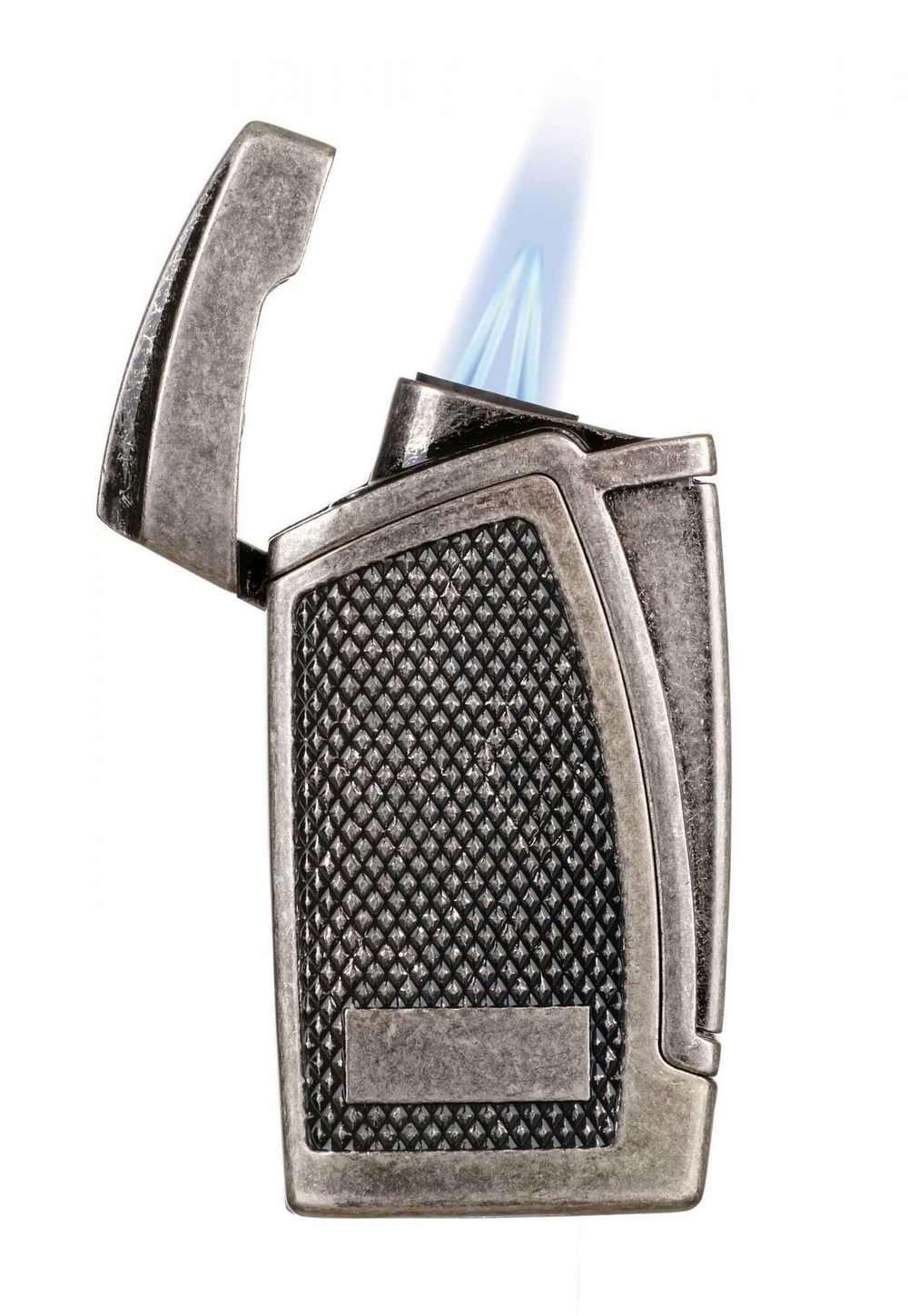 Зажигалка сигарная Passatore, двойное пламя, с пробойником, серебристый антик