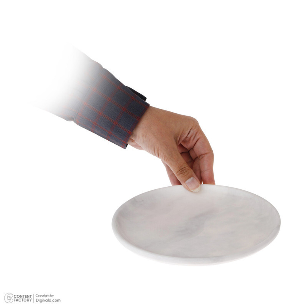 Тарелка ручной работы из натурального камня Azna Crystal White Marble персидский шелковый мрамор диаметр 20 см 6-3. 750
