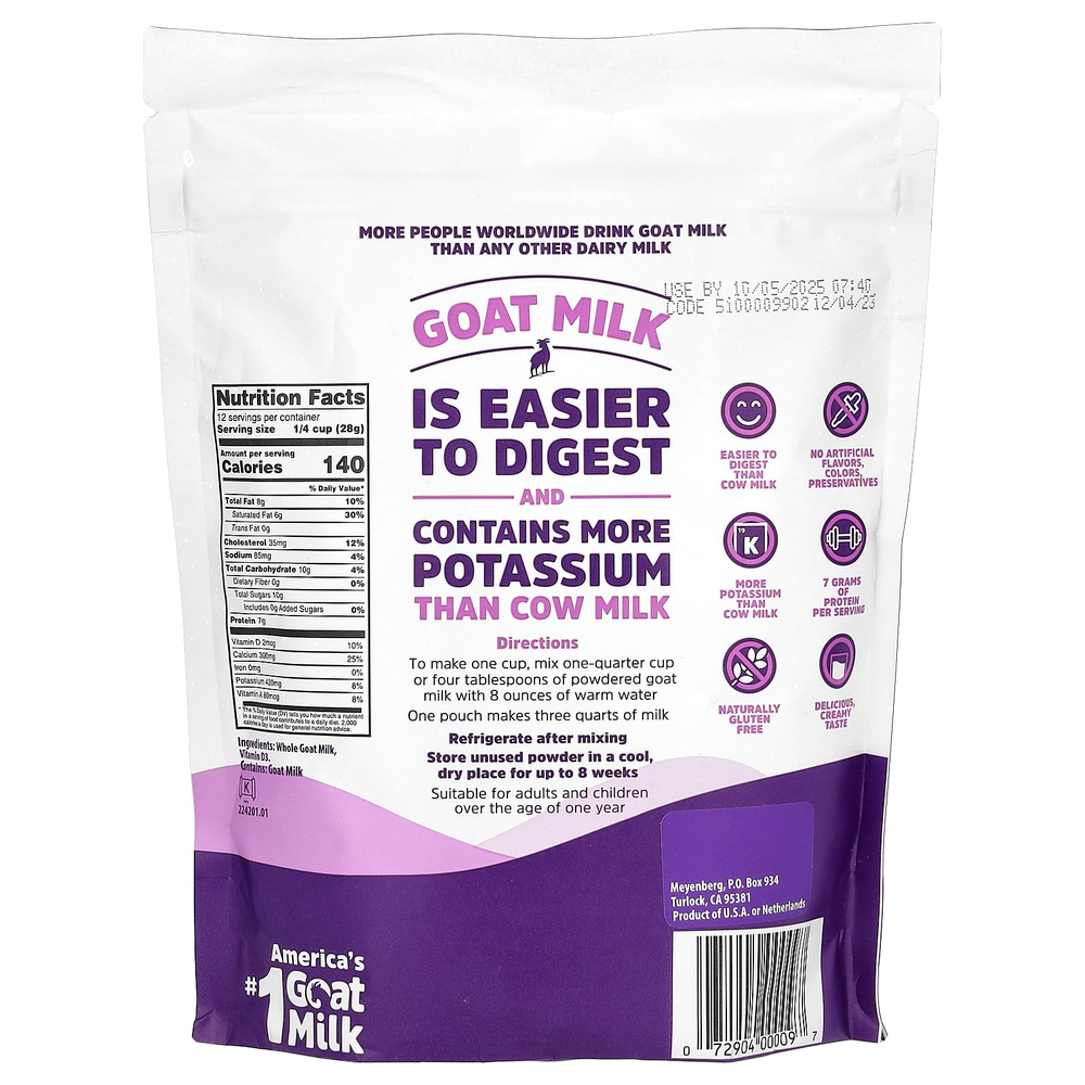 Meyenberg Goat Milk, цельное сухое козье молоко, 340 г (12 унций)