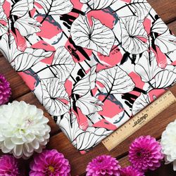 Ткань шелк Армани широкие листья яркие