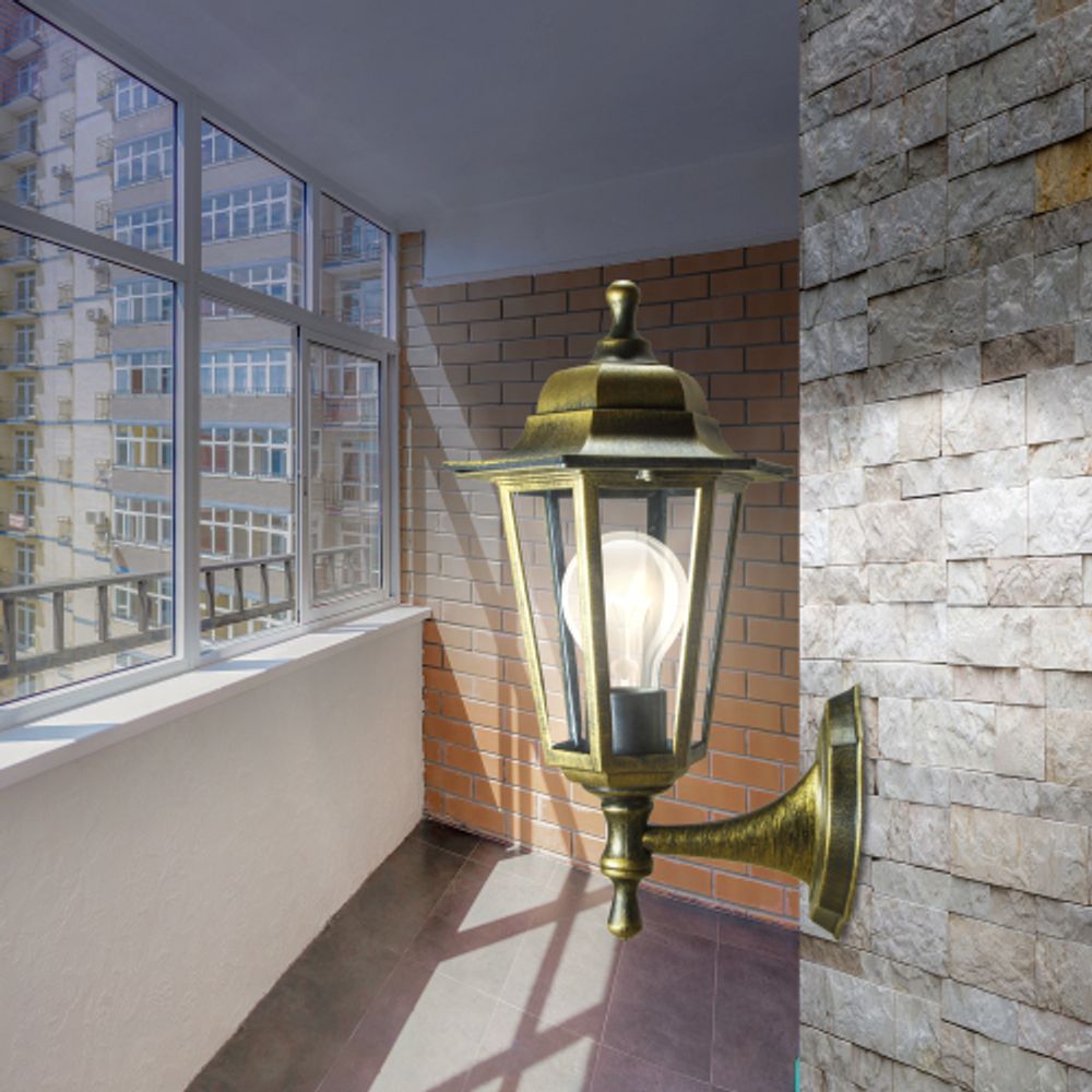 Садово-парковый светильник ЭРА НБУ 06-60-001 бронза 6 гранный настенный IP44 Е27 max60Вт