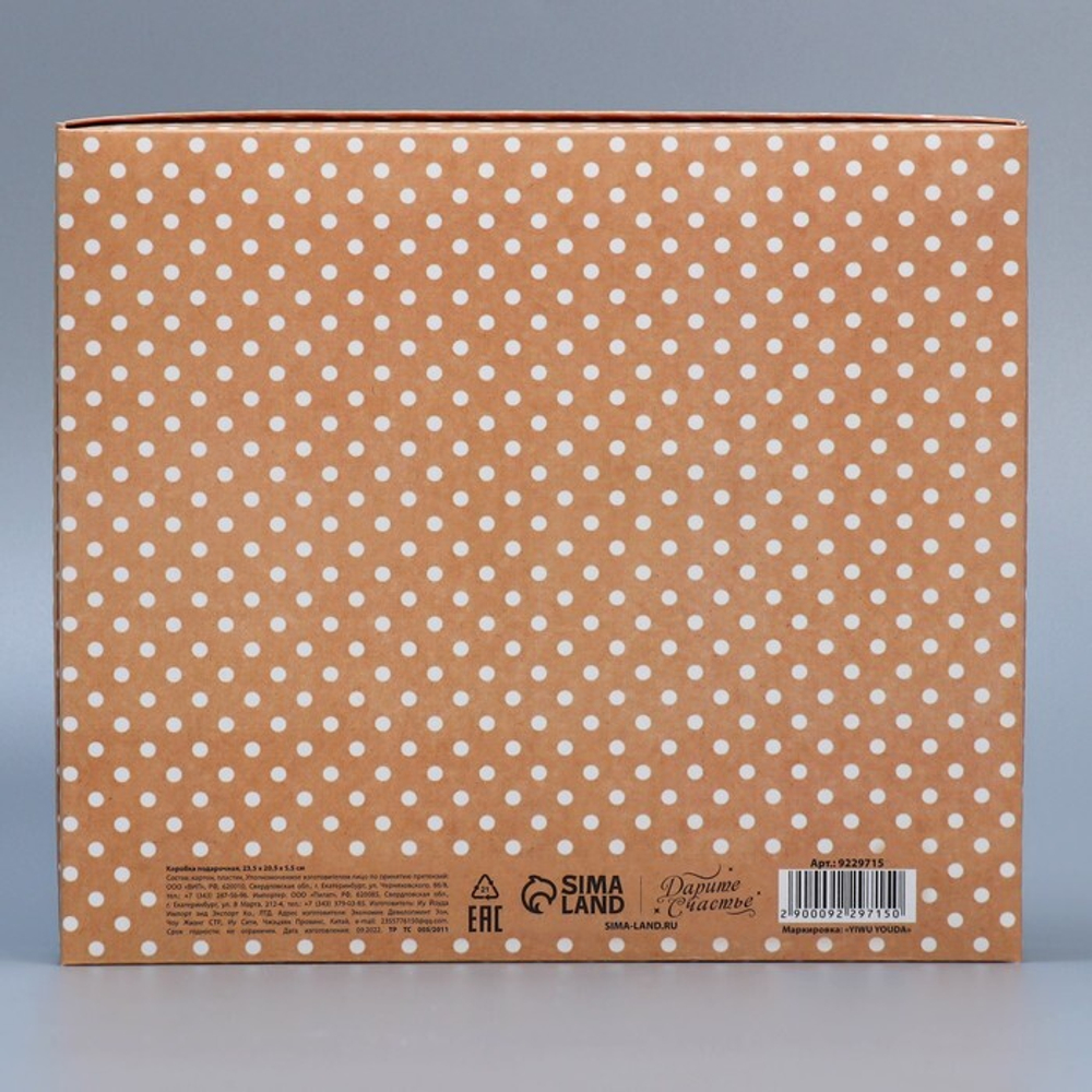 Коробка подарочная «Горошек» , 23.5 × 20.5 × 5.5 см