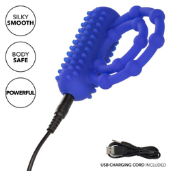 Эрекционное двойное виброкольцо Silicone Rechargeable 10 Bead Maximus Ring