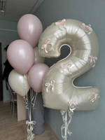 Набор шаров Цифра с бантиками нюд