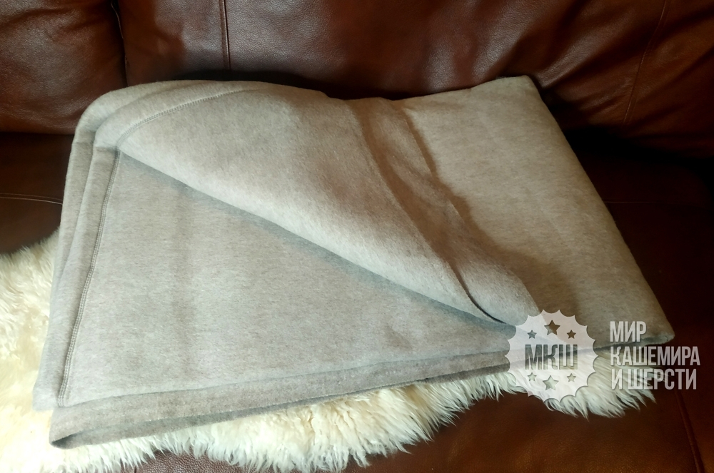 Одеяло тканое из 100% шерсти яка 150x200 см. (Gobi Sun) - бежево-серое