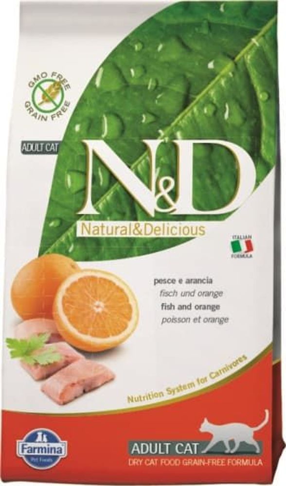 *N&amp;D 1,5кг беззерновой корм для взрослых кошек из свежей сельди с апельсином(Уценка)