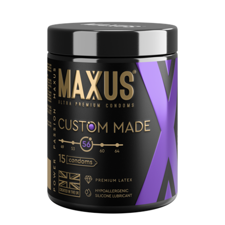 Увеличенные презервативы MAXUS Custom Made 56 с железным кейсом, 15 шт