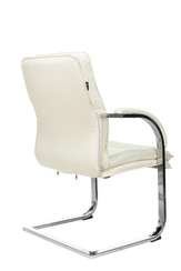 Кресло Бюрократ T-9927SL-LOW-V слоновая кость кожа низк.спин. полозья металл хром