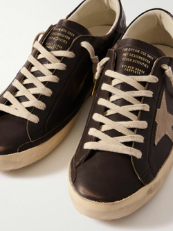 Men's Super Star in brown nappa with croco-print