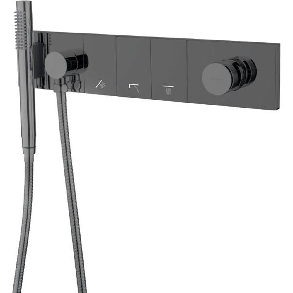 Встраиваемый смеситель для душа и ванны Boheme ZODIAC 132-SYS-SGM с ручным душем, SHINE GUN METAL