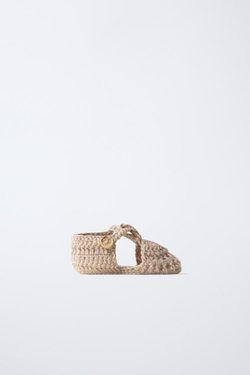 ZARA ВЯЗАНЫЕ ПИНЕТКИ, ПЕСОЧНО-КОРИЧНЕВЫЙ