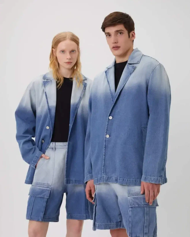 Пиджак из денима с эффектом деграде