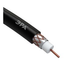 ЭРА Кабель коаксиальный RG-6U, 75 Ом, Cu/(оплётка Cu 64%), PE, цвет чёрный, бухта 100 м | 