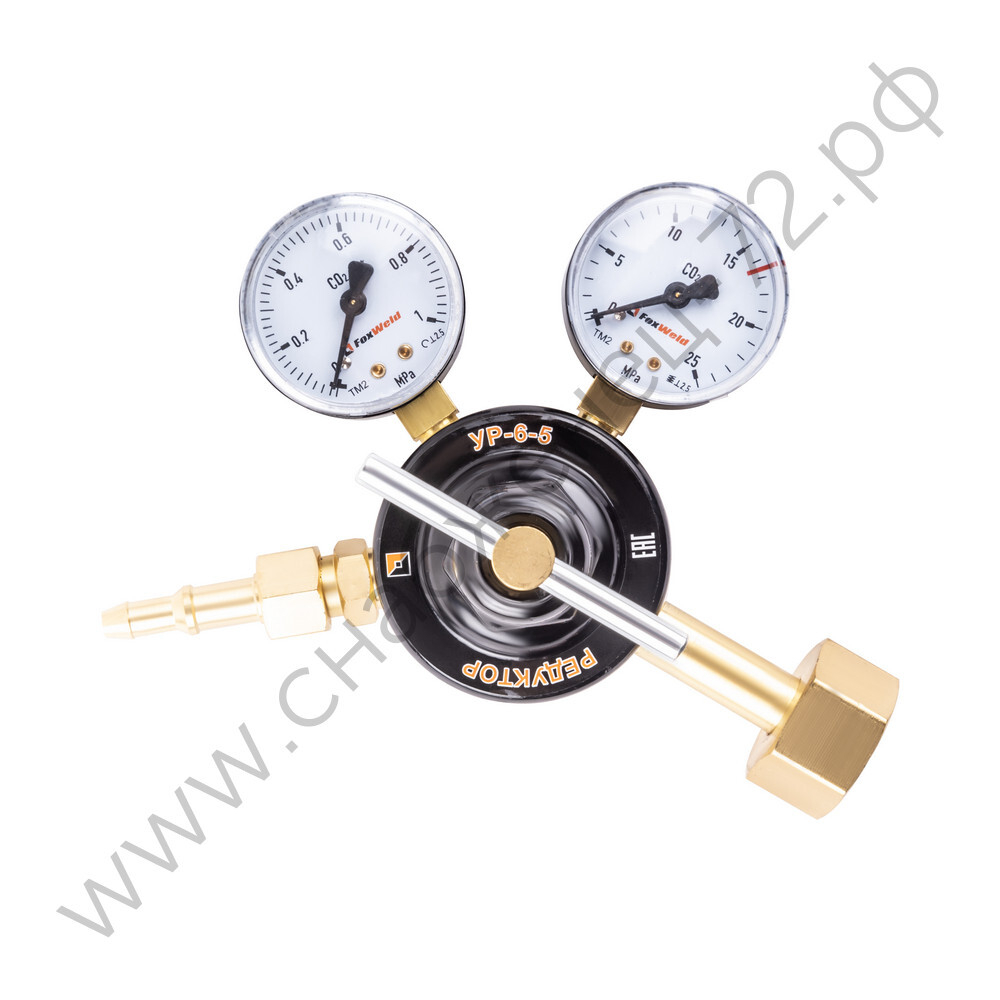 Редуктор УР-6-5 (углекислотный, 2 манометра, ЛАТУНЬ)