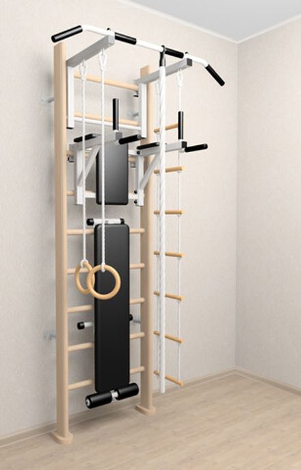 Деревянная шведская стенка Sv Sport 906с (Турник стандарт/Брусья/Скамья/Канат/Kольца/Лестница)