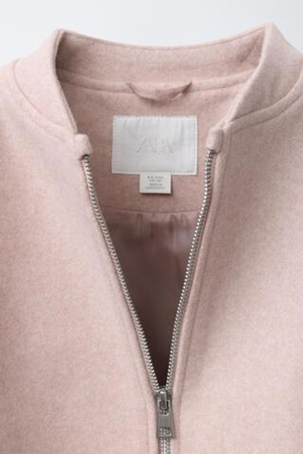ZARA МЯГКАЯ КУРТКА-БОМБЕР, СВЕТЛО-РОЗОВЫЙ