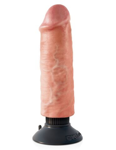Вибромассажер-реалистик 6 Vibrating Cock - 17,8 см. (Цвет: телесный)