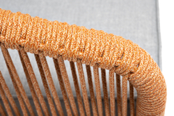 "Канны" кресло плетеное из роупа, каркас алюминий светло-серый (RAL7035) муар, роуп светло-серый круглый, ткань светло-серая