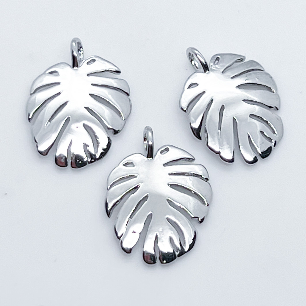 Подвеска Монстера, цвет серебро, размер 18*13 мм, цена за 1 шт