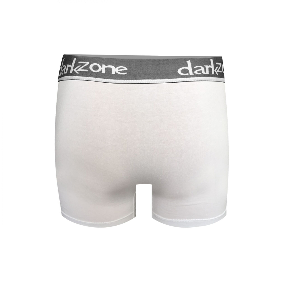 Белые хлопковые трусы-боксеры с контрастной надписью на резинке (Размер: L) (Цвет: белый)