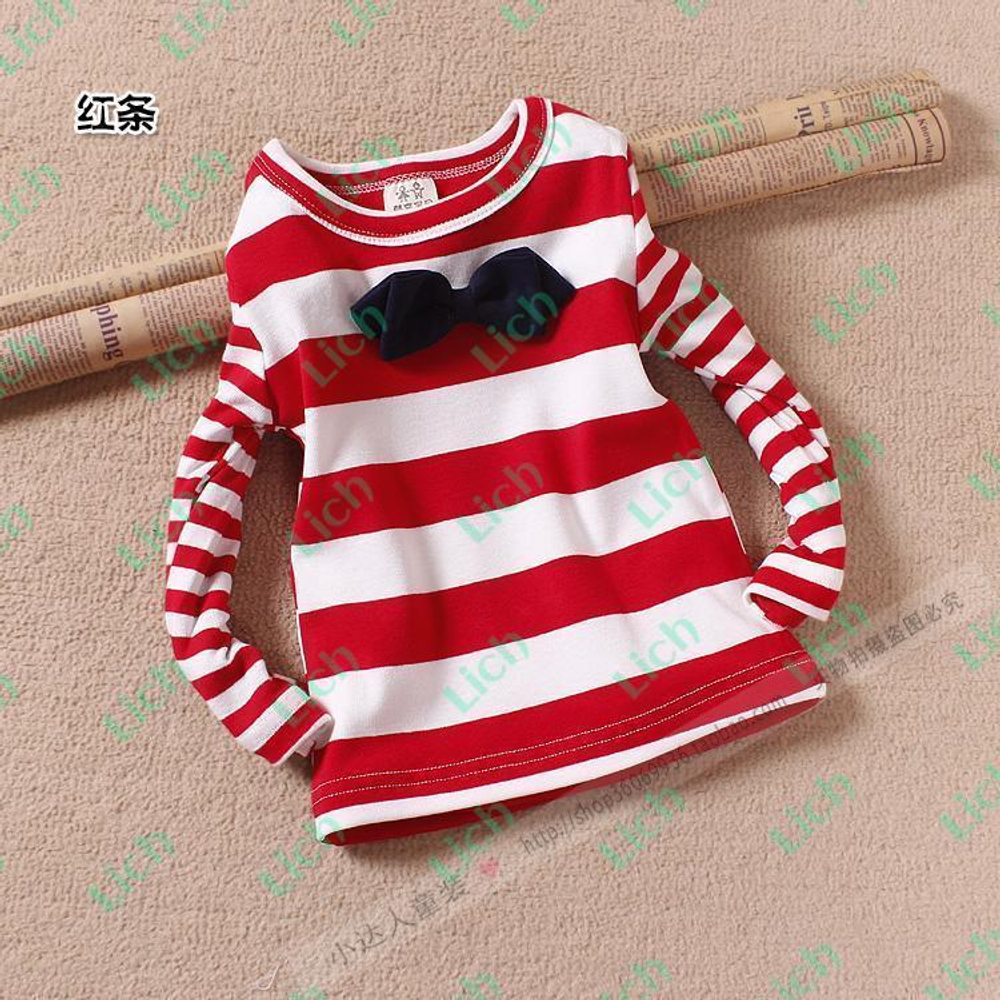 Лонгслив в широкую полоску с контрастным бантом