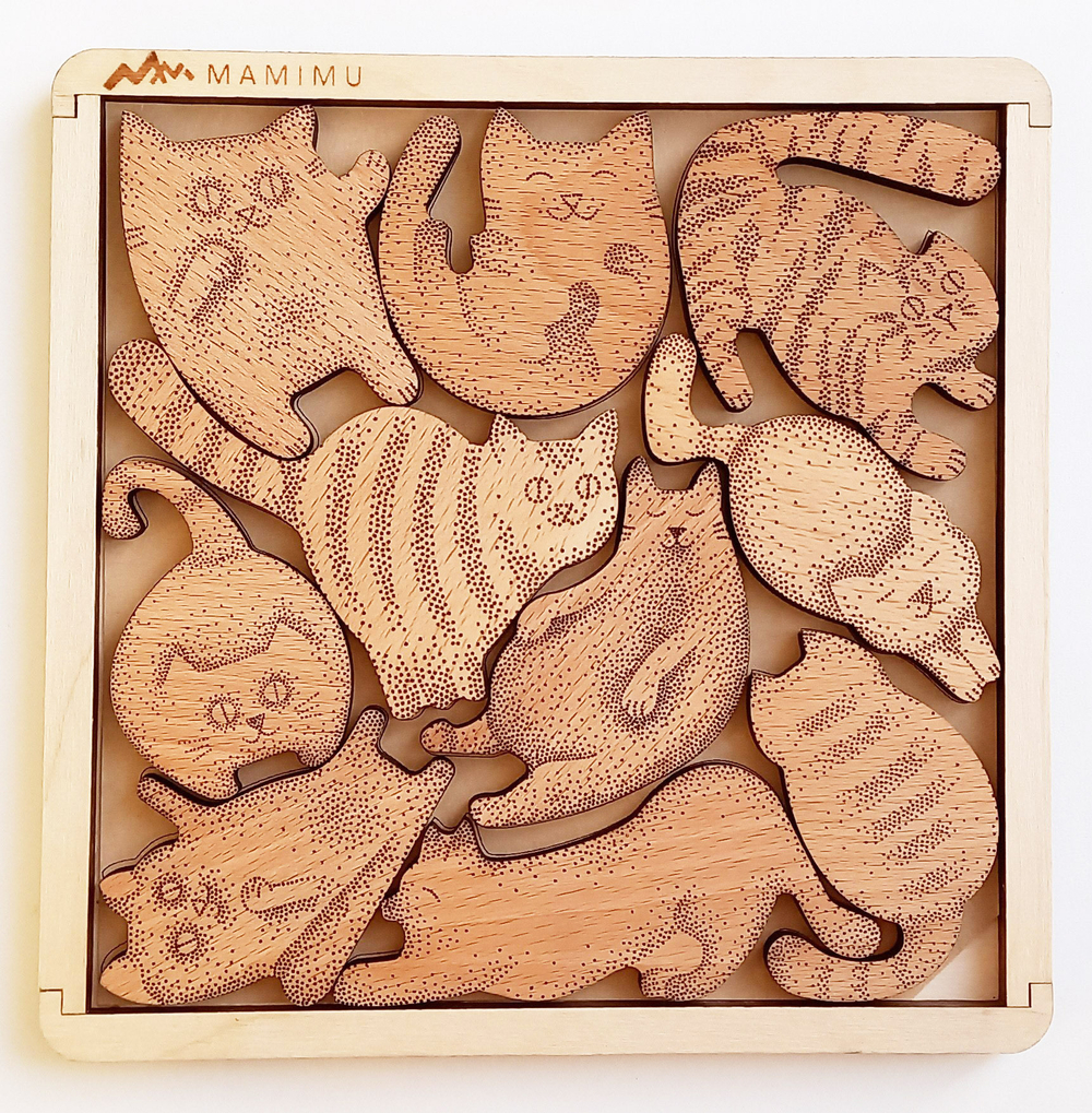 Деревянный пазл Коты