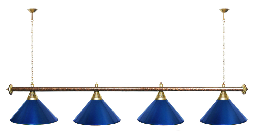 Лампа STARTBILLIARDS 4 пл. (плафоны зеленые,штанга золотая,фурнитура золото)