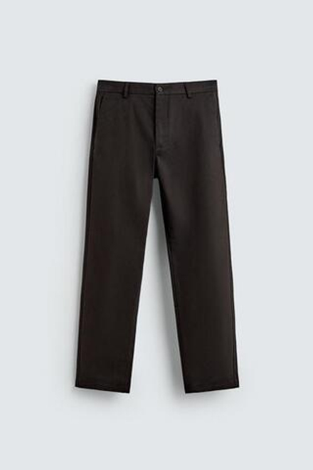 ZARA БРЮКИ ЧИНОС SLIM FIT, ТЕМНО-КОРИЧНЕВЫЙ