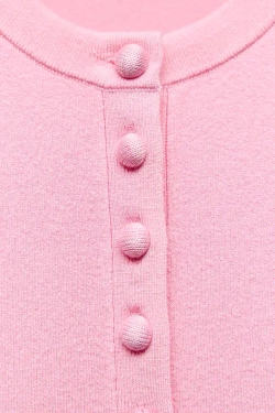 ZARA ОДНОТОННЫЙ КАРДИГАН С РУКАВАМИ 3/4, ЦВЕТ РОЗОВОГО МЕЛА