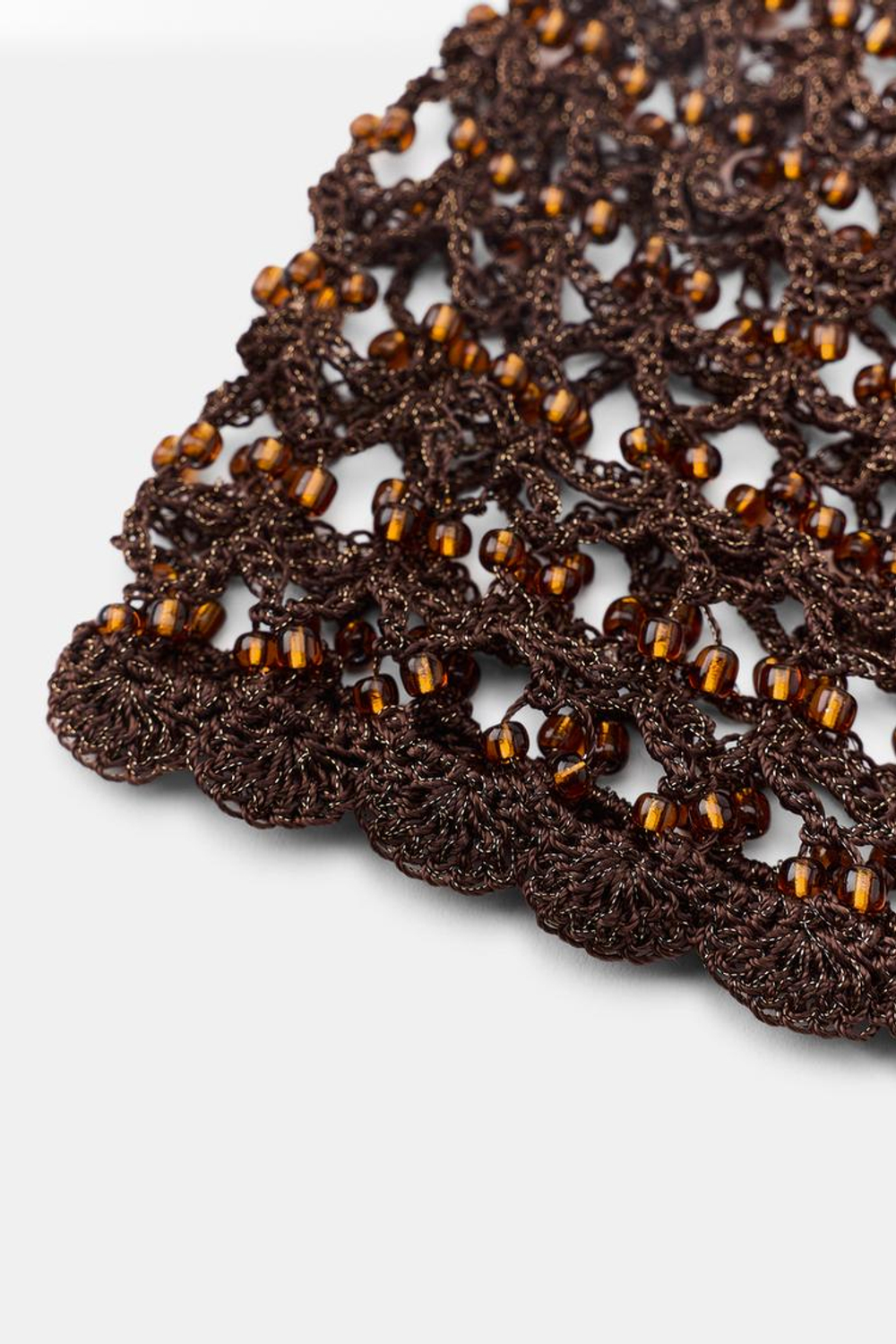 ZARA ШАПОЧКА С БУСИНАМИ, КОРИЧНЕВЫЙ