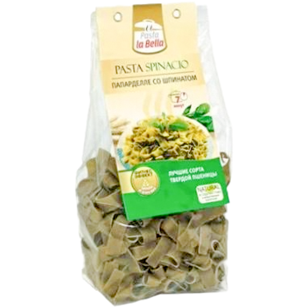 Макароны паста со шпинатом Папарделле PASTA LA BELLA 250г